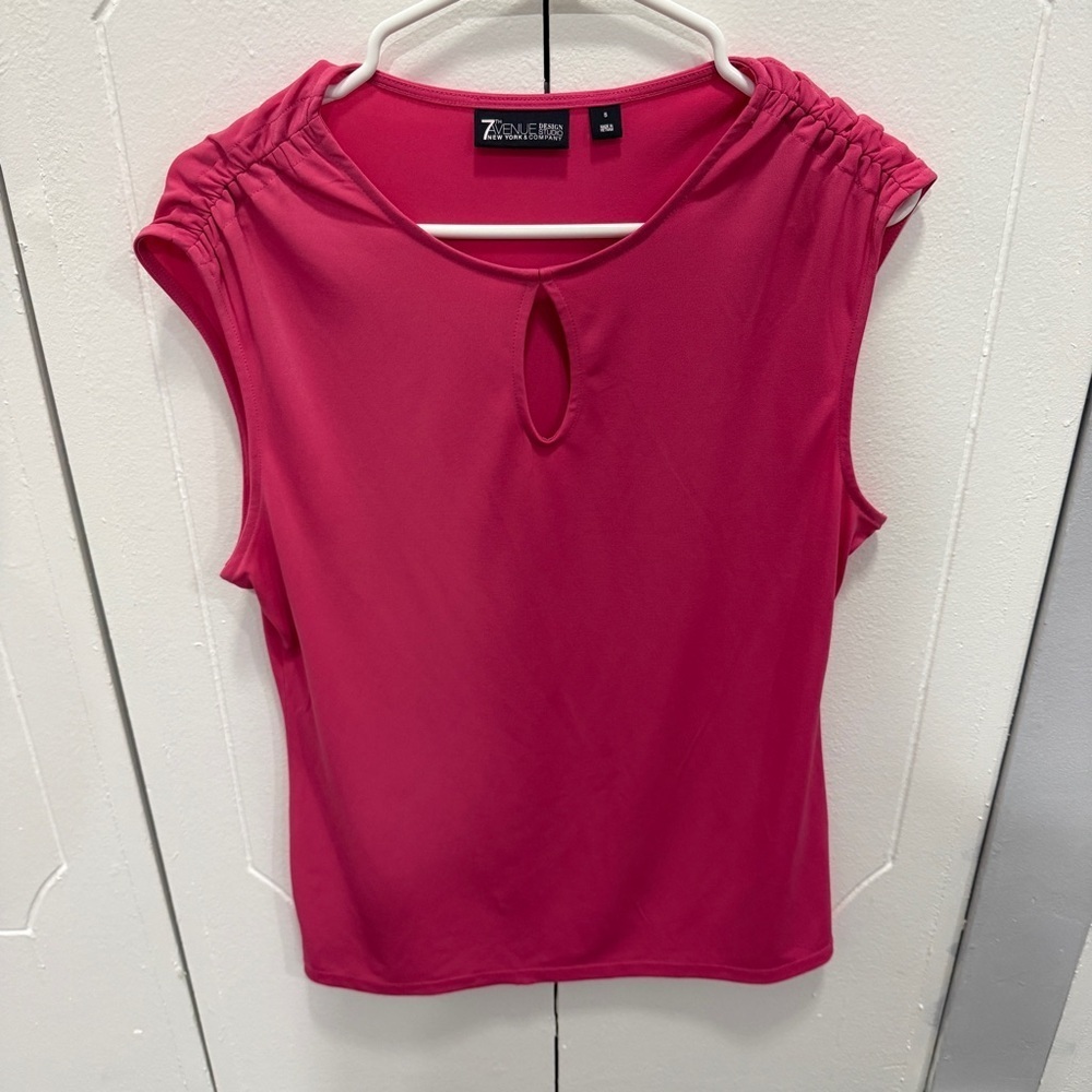 New York & Company Pink Keyhole Tank Top Blouse